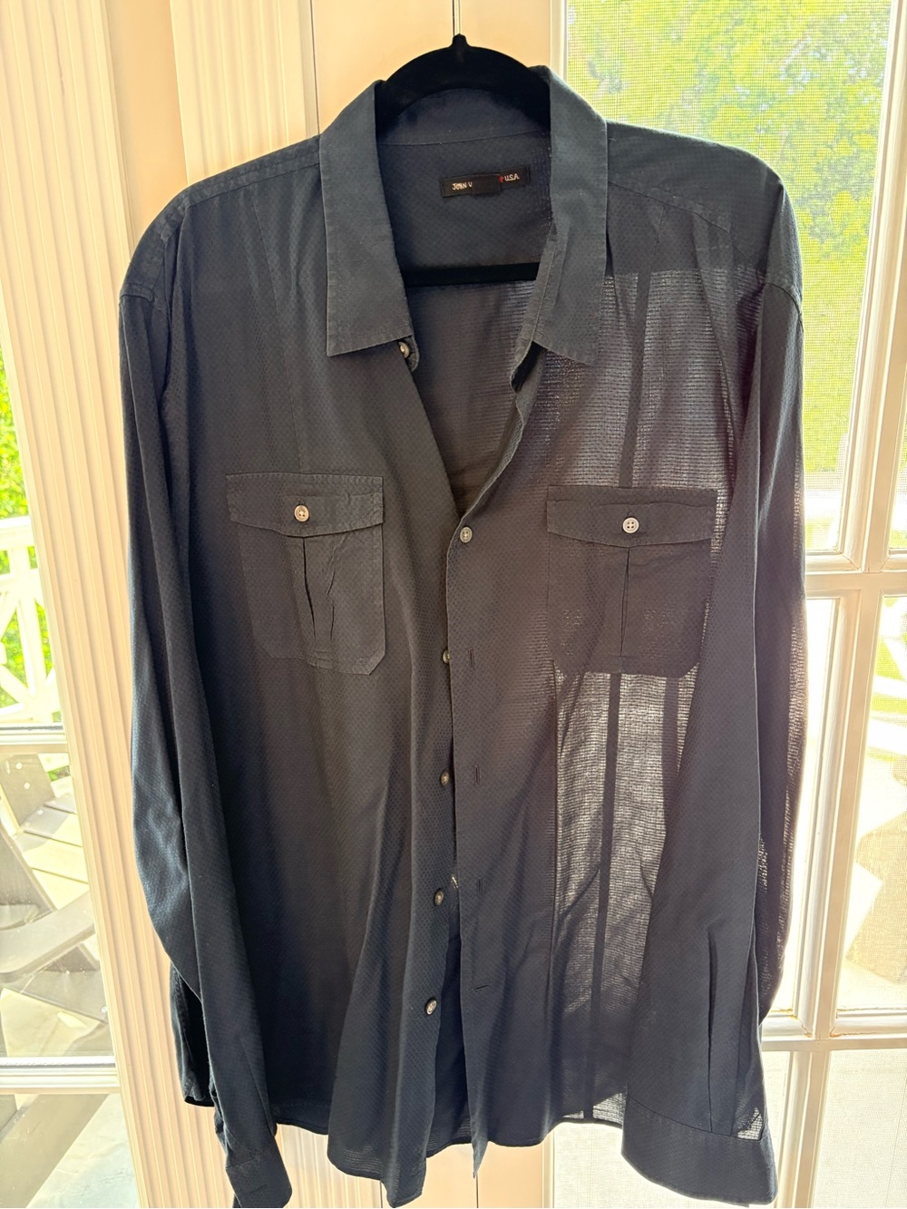 Men's John Varvatos Navy Button-Up Long Sleeve Shirt